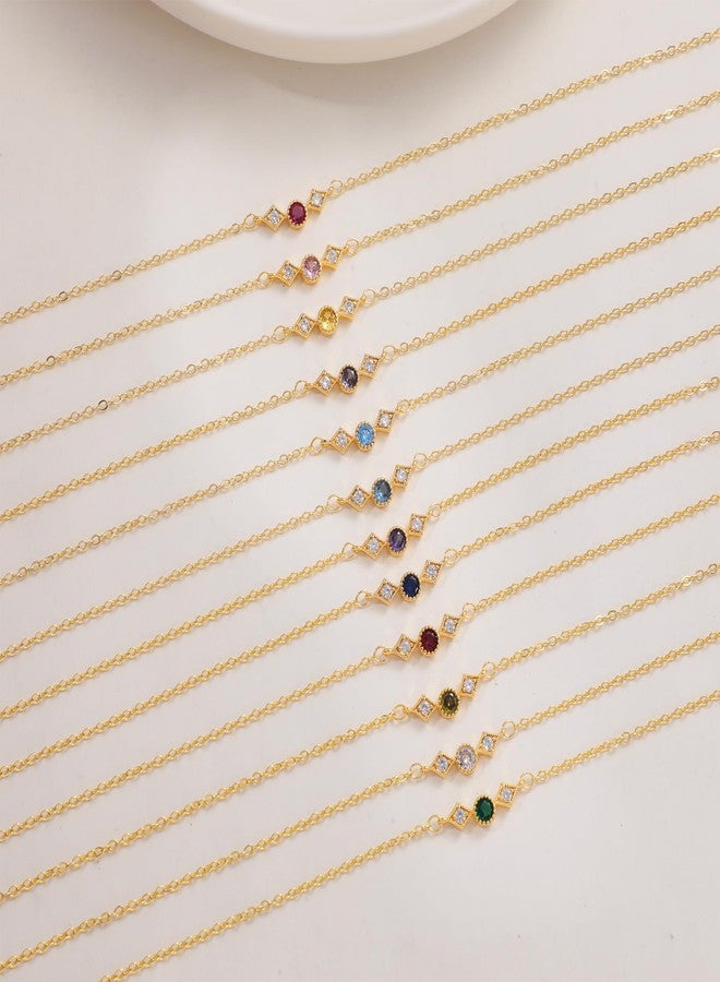 MFRYK Gold Necklace For Women,14K Gold Plated Emerald May Birthstone Necklaces for Women,Dainty Blue Green Pink Purple Cubic Zirconia Diamond Gemstone Choker Necklace,Mothers Birthday Jewelry Gift - Image 4